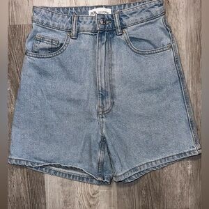 Zara high rise mom denim shorts